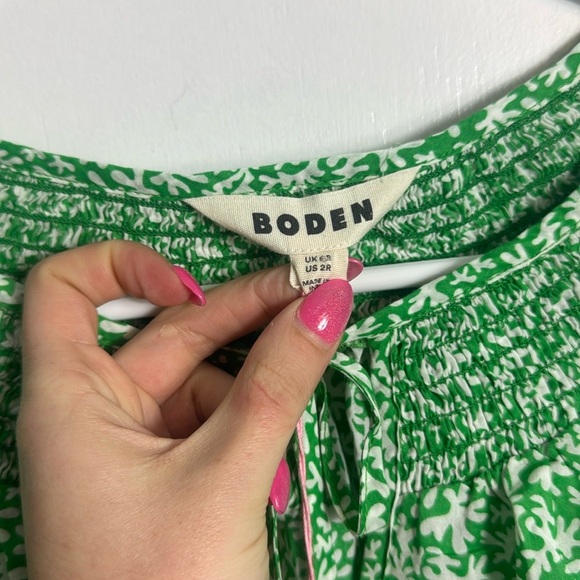 NWT Smocked Neck Beach Kaftan Green Printed Size 2 - Picture 3 of 9